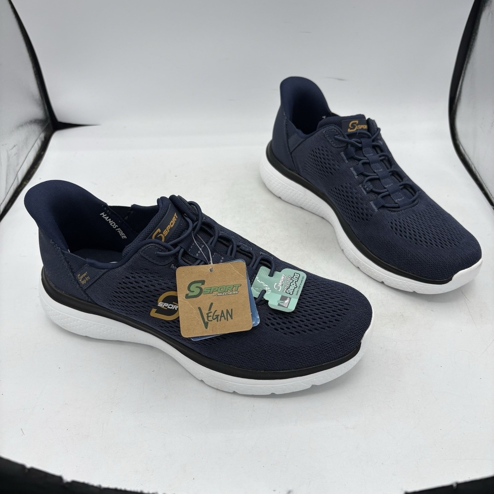 Skechers S Sport Shoes Mens Size 7 Vinnie Sneakers Navy Blue Step-Ins Vegan